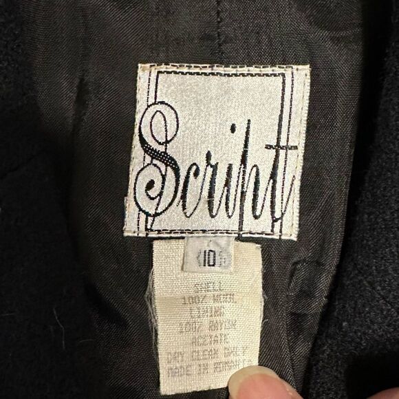 Script black long line wool blazer with copper embroidery detail - Picture 10 of 10